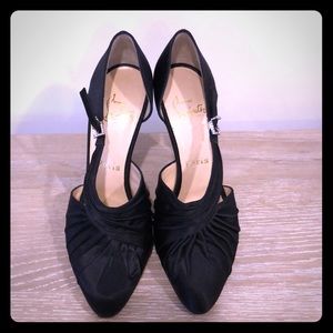 Christian louboutin black satin heels